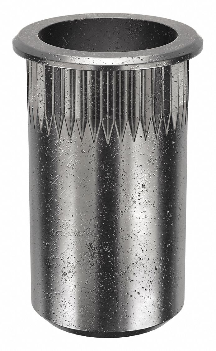 RIVET NUT, #8-32 THREAD SIZE, 31/64 IN OVERALL L, 17/64 IN INSERT DIA, ROUND, STEEL, 25 PK