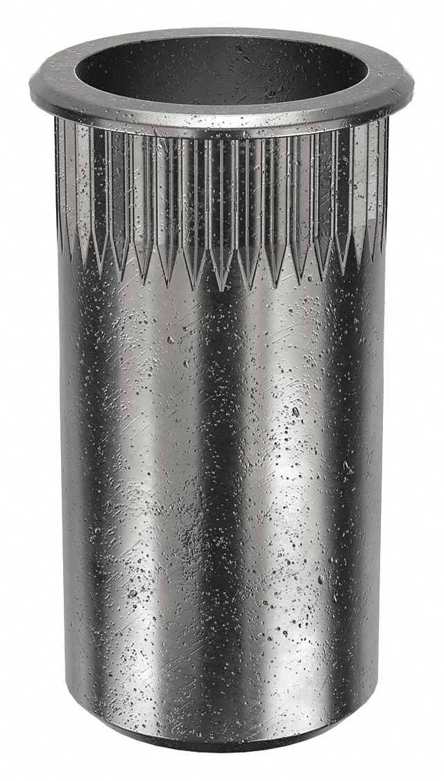 RIVET NUT, #10-24 THREAD, 39/64 IN OVERALL L, 19/64 IN INSERT DIA, ROUND, STEEL, 25 PK