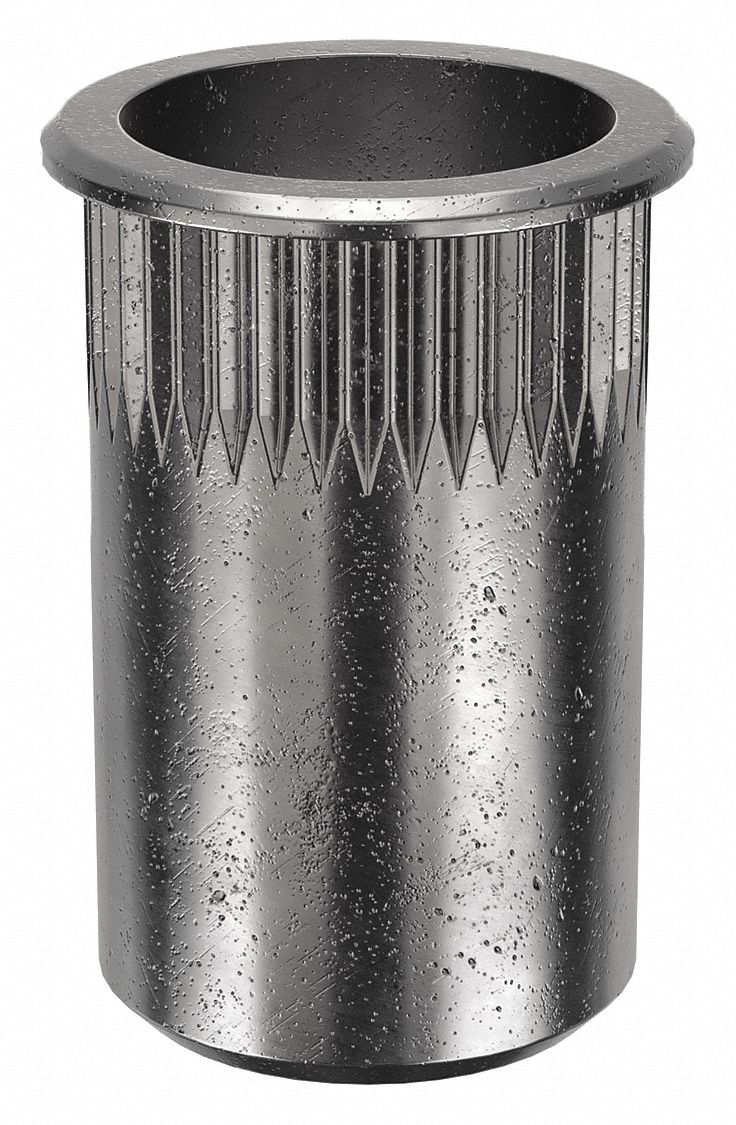 RIVET NUT, #10-32 THREAD SIZE, ½ IN OVERALL L, 19/64 IN INSERT DIA, ROUND, STEEL, 25 PK
