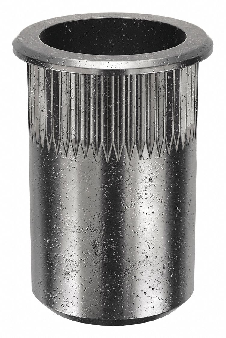 Rivet Nut: M4-0.70 Thread Size, 11.2 mm Overall Lg, 6.7 mm Insert Dia, Round, Steel, Steel, 25 PK