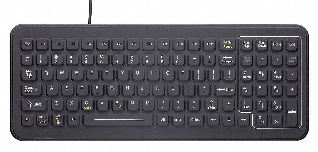 Keyboard: USB Connection, Black, 15 in Lg, 6 ft Cable Lg