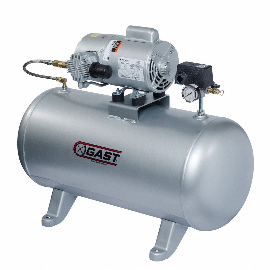 Piston Air Compressor, 0.75 hp, Horizontal