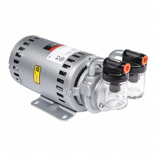 GAST Vacuum Pump, 1/10 hp, 1.5 cfm, 21 in Hg 33K8661531107BG289X