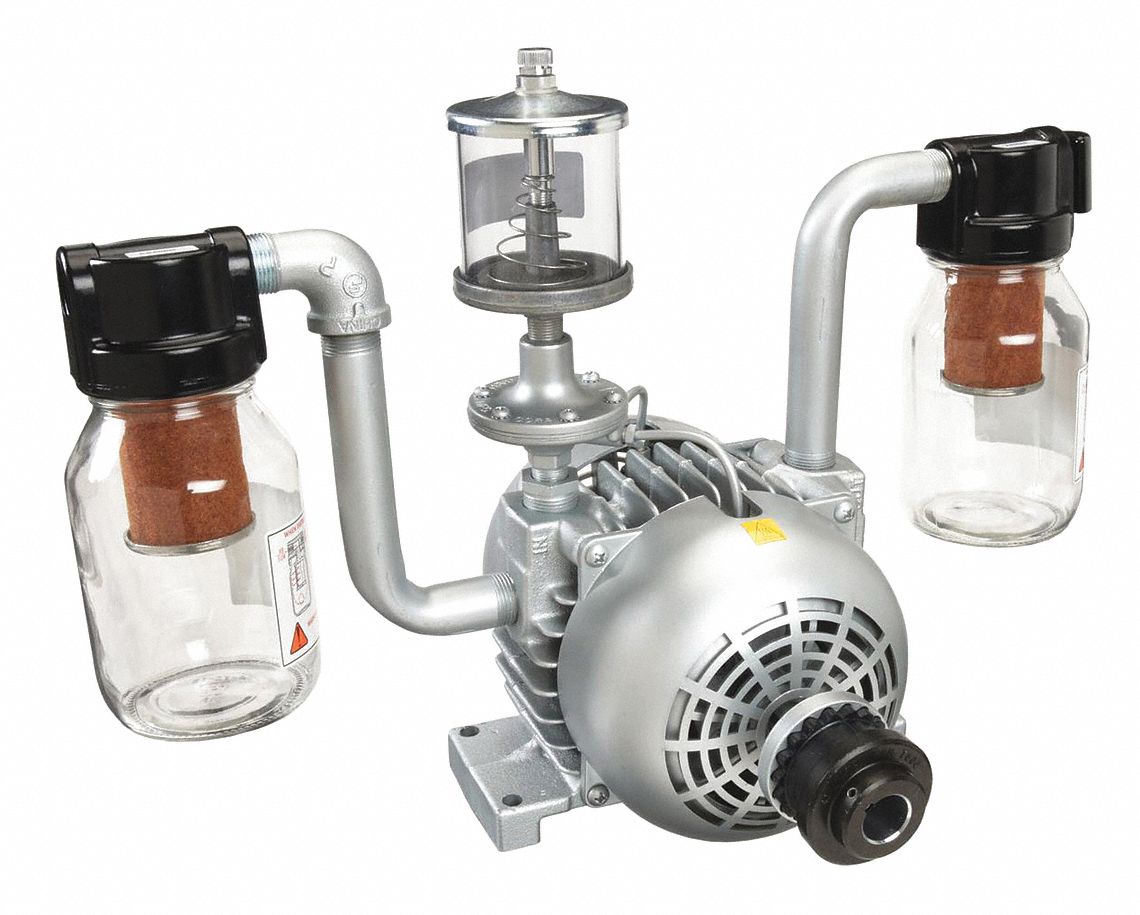 Vacuum Pump: 1.5 hp, 21 cfm_16.5 cfm, 21 in Hg Max Vacuum, 15 psi Max Continuous Pressure