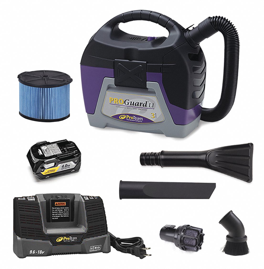 Proteam Cordless Portable Shop Vacuum 3 Gal Plastic 60 Cfm Vacuum Air Flow 33ke23 107495 Grainger