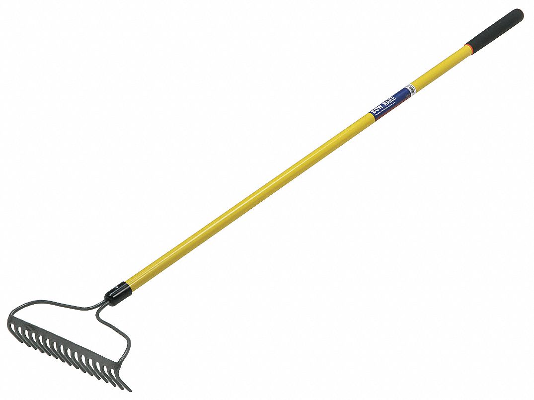 BOW RAKE,STEEL,16 IN.,FIBERGLASS HANDLE