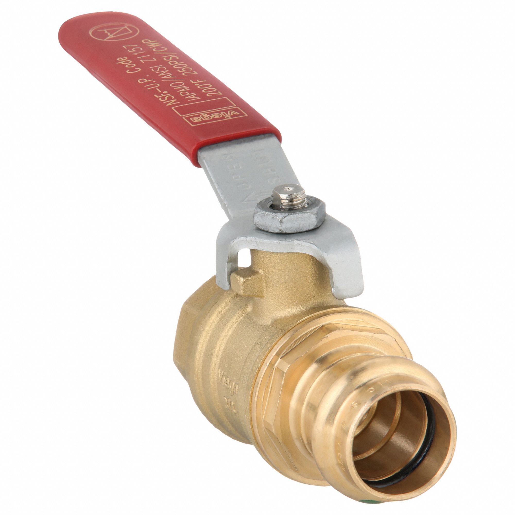 Manual Two-Way Ball Valve: 3/4 in Size, Brass/Bronze, Straight, Press x FNPT, Lever