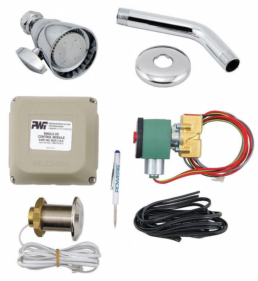 Shower Faucet: HydroGuard 447 Piezo, 2.5 gpm Fixed Showerhead Flow Rate, Brass, Chrome Finish