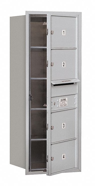 Mailbox: 4C, 4 Doors, Horizontal, 37 7/8 in H x 17 in W x 16 1/2 in D, Recessed Mounting, Lockable