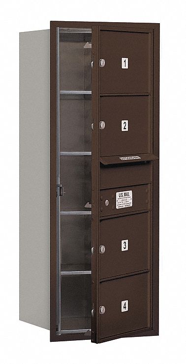 Mailbox: 4C, 4 Doors, Horizontal, 37 7/8 in H x 17 in W x 16 1/2 in D, Recessed Mounting, Lockable