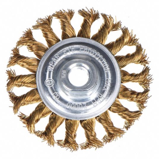 4 in Twisted Wire Wheel Brush, Arbor Hole Mounting, 0.020 in Wire Dia