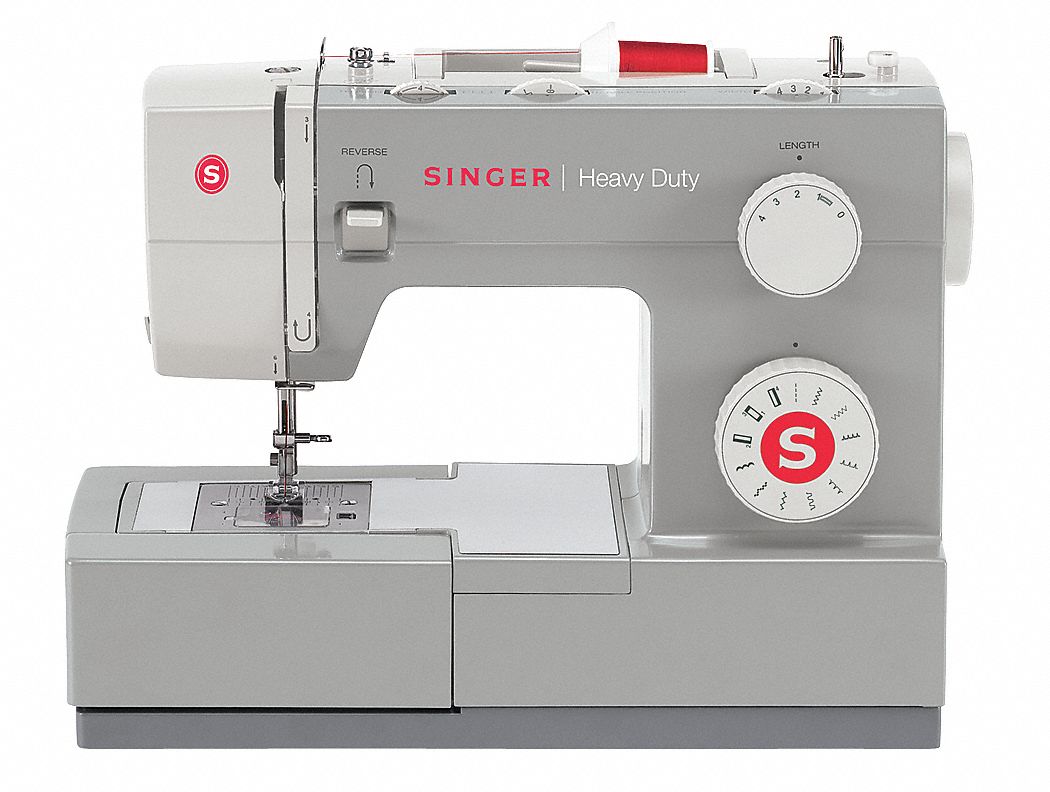 Sewing Machine: Plastic, 11 Stitch Patterns, 1,100 Stitches per Minute, White/Gray