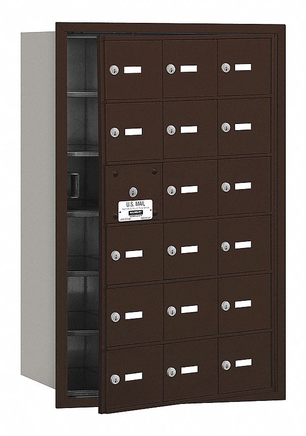 Mailbox: 4B+, 18 Doors, Horizontal, 35 1/4 in H x 22 3/4 in W x 16 1/2 in D, Recessed Mounting
