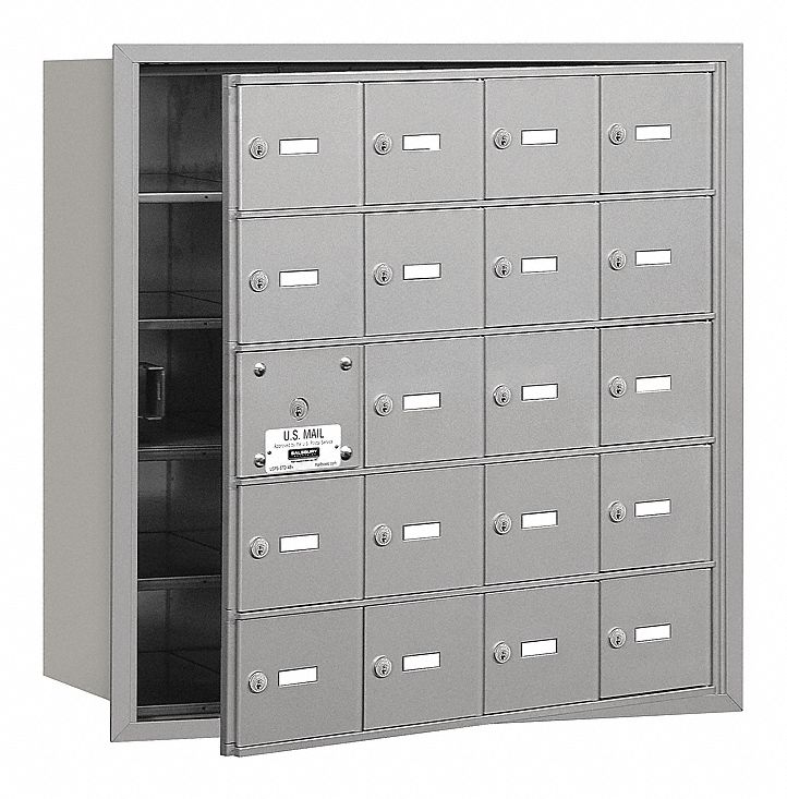 Mailbox: 4B+, 20 Doors, Horizontal, 29 3/4 in H x 29 1/4 in W x 16 1/2 in D, Recessed Mounting