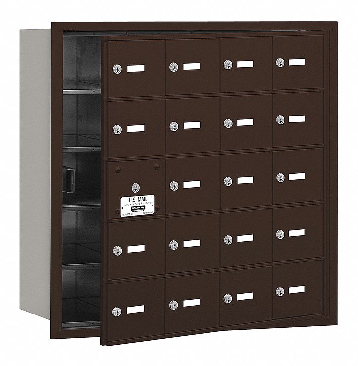 Mailbox: 4B+, 20 Doors, Horizontal, 29 3/4 in H x 29 1/4 in W x 16 1/2 in D, Recessed Mounting