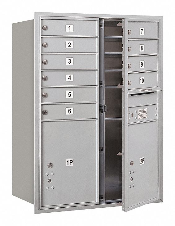 Mailbox: 4C, 12 Doors, Horizontal, 41 3/8 in H x 31 1/8 in W x 16 1/2 in D, Recessed Mounting