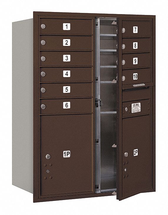 Mailbox: 4C, 12 Doors, Horizontal, 41 3/8 in H x 31 1/8 in W x 16 1/2 in D, Recessed Mounting