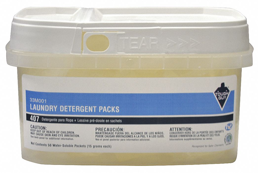 TOUGH GUY Laundry Detergent, Cleaner Form Pacs, Cleaner Container Type