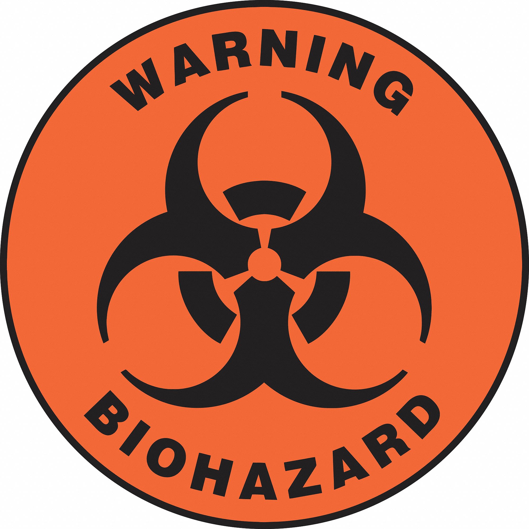 SLIP-GARD ROUND FLOOR SIGN, VINYL, WARNING BIOHAZARD, NO HEADER, CIRCLE, 17 IN HEIGHT, ADHESIVE MOUNT