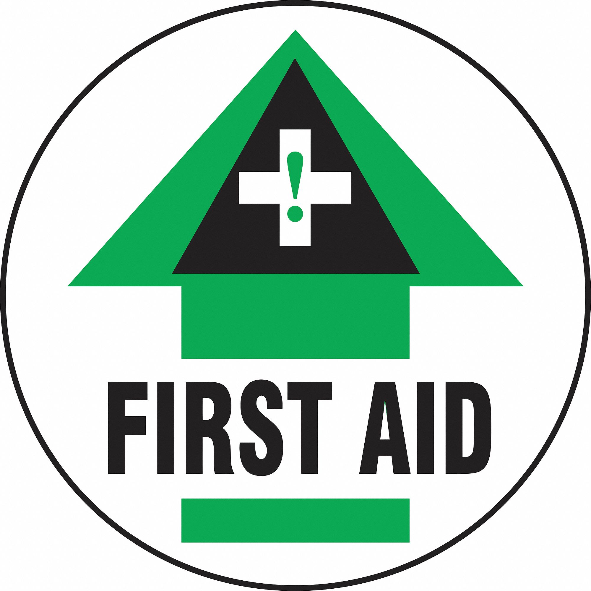 Floor Sign,First Aid,17 In. Dia.