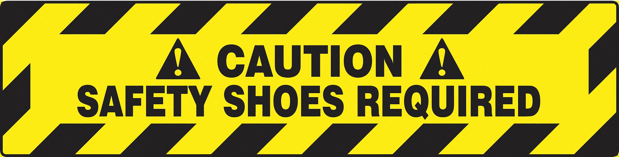 SLIP-GARD STEP-STYLE FLOOR SIGN, VINYL, SAFETY SHOES REQUIRED, HEADER CAUTION, RECTANGLE, 6 IN HEIGHT, ADHESIVE MOUNT