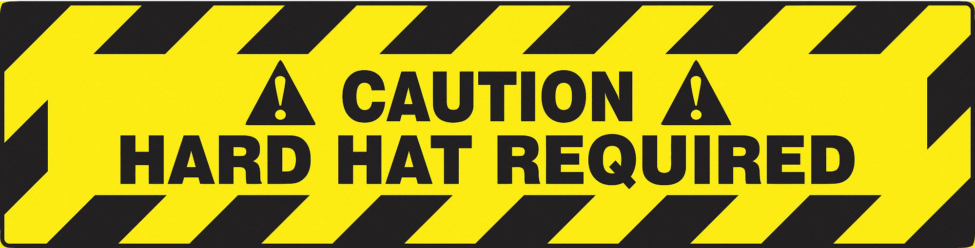 SLIP-GARD STEP-STYLE FLOOR SIGN, VINYL, HARD HAT REQUIRED, HEADER CAUTION, RECTANGLE, 6 IN HEIGHT, ADHESIVE MOUNT