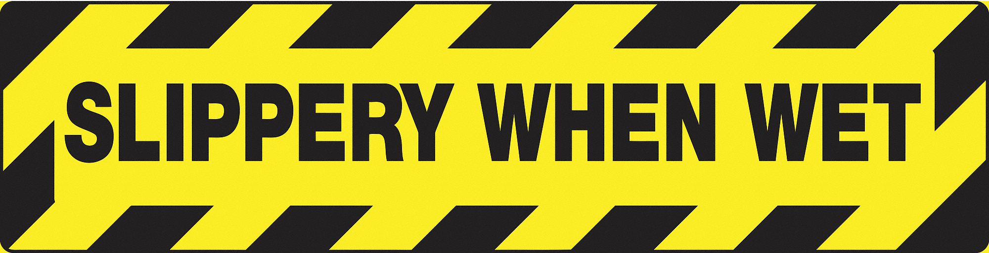 SKID-GARD FLOOR SIGN, VINYL, 24 IN WIDTH, 6 IN HEIGHT, YELLOW, ADHESIVE FLOOR