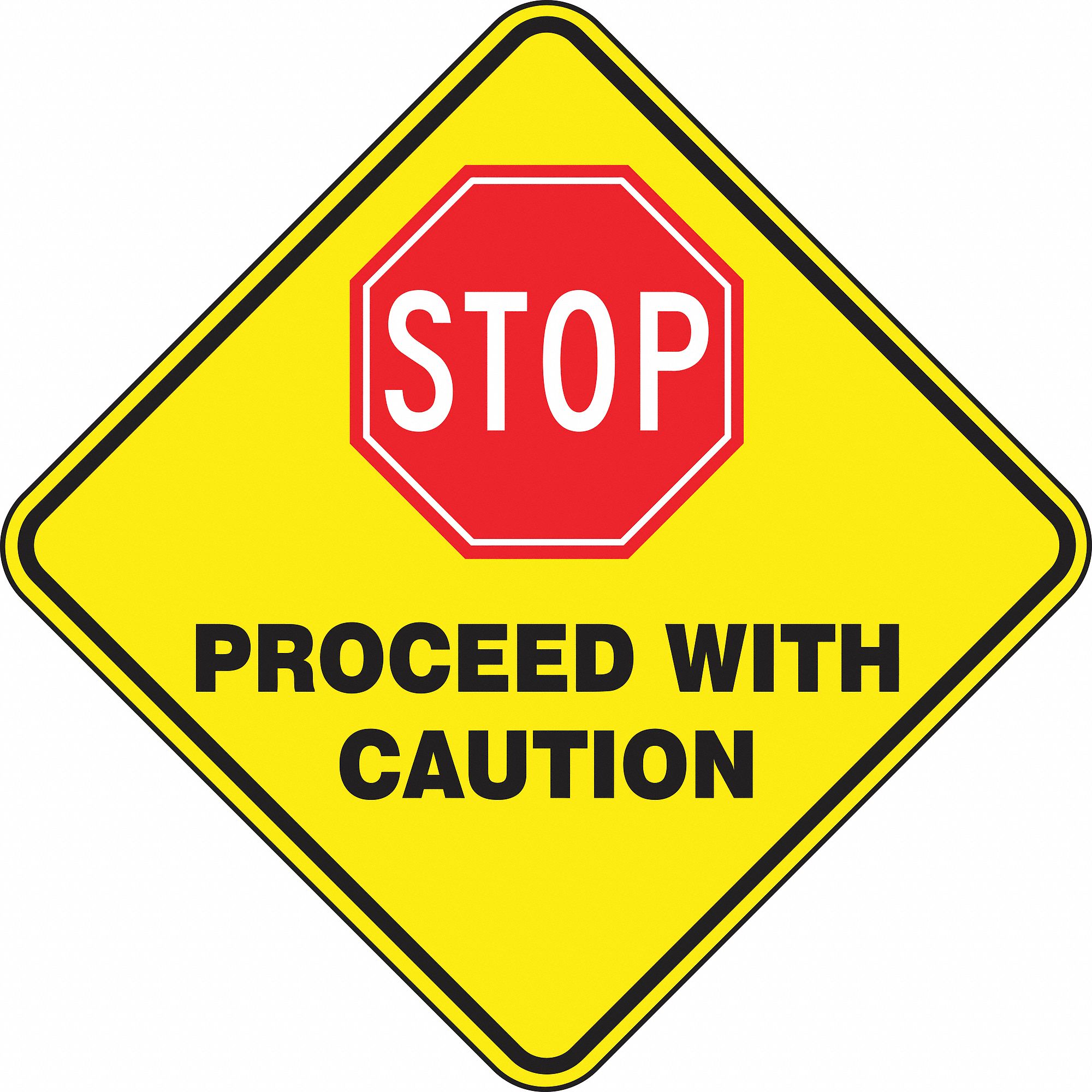 SLIP-GARD DIAMOND SHAPE FLOOR SIGN, VINYL, 17 IN WIDTH, 17 IN HEIGHT, RED/YELLOW, ADHESIVE FLOOR