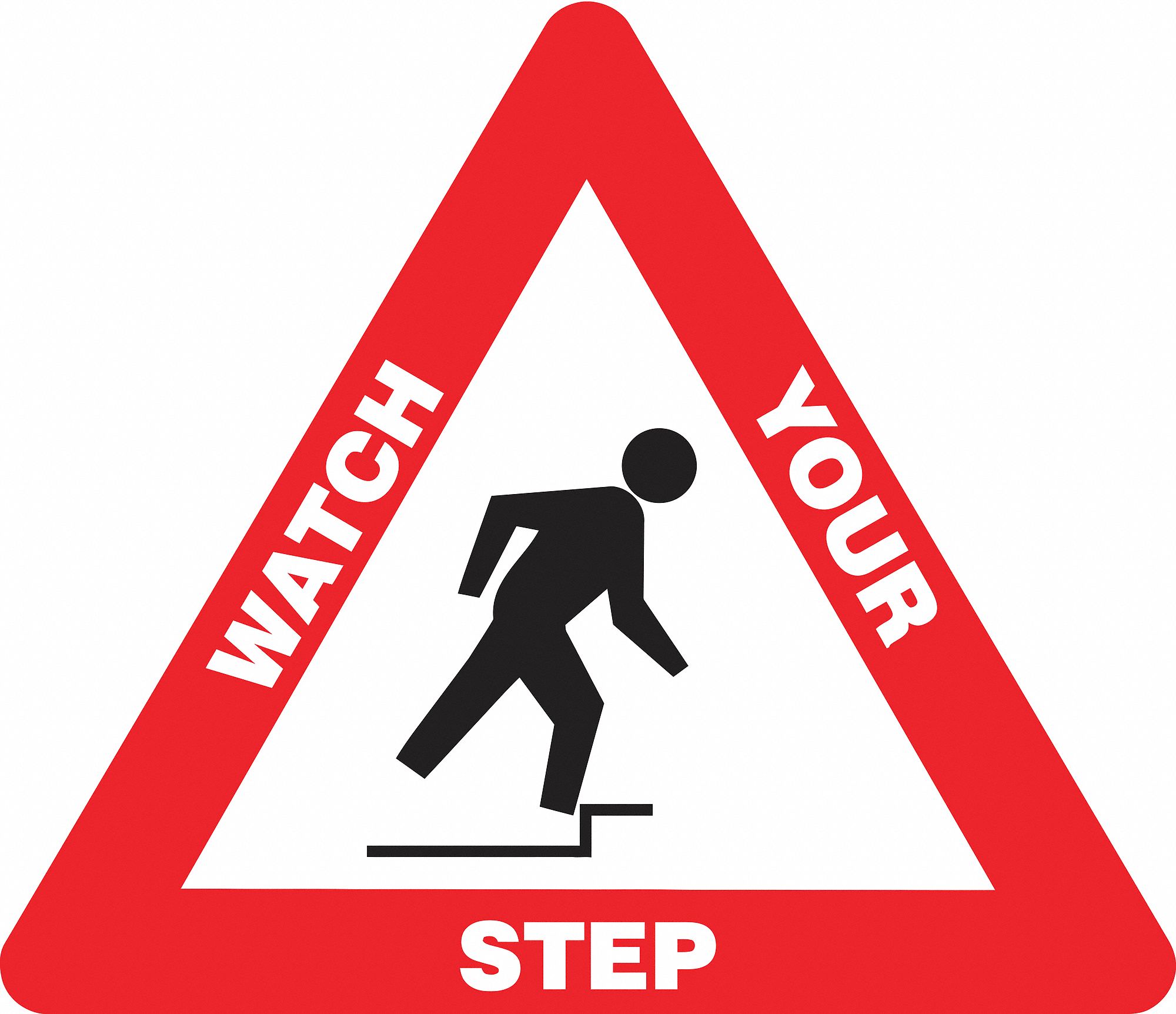 SLIP-GARD TRIANGLE SHAPE FLOOR SIGN, VINYL, 17 IN WIDTH, 15 IN HEIGHT, RED/WHITE, ADHESIVE FLOOR