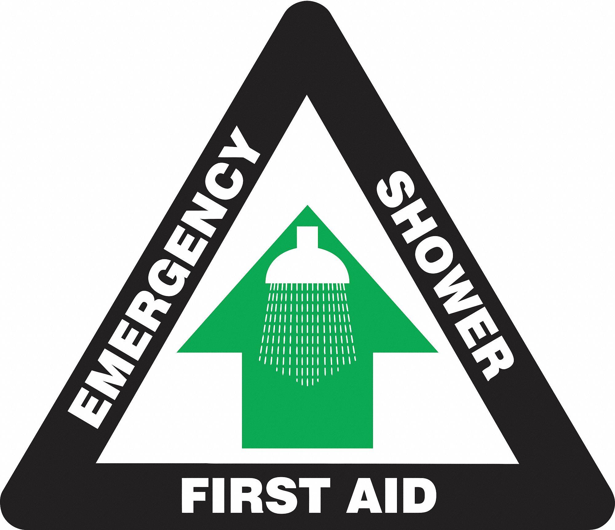 SLIP-GARD TRIANGLE SHAPE FLOOR SIGN, VINYL, 17 IN WIDTH, 15 IN HEIGHT, BLACK/GREEN, ADHESIVE FLOOR