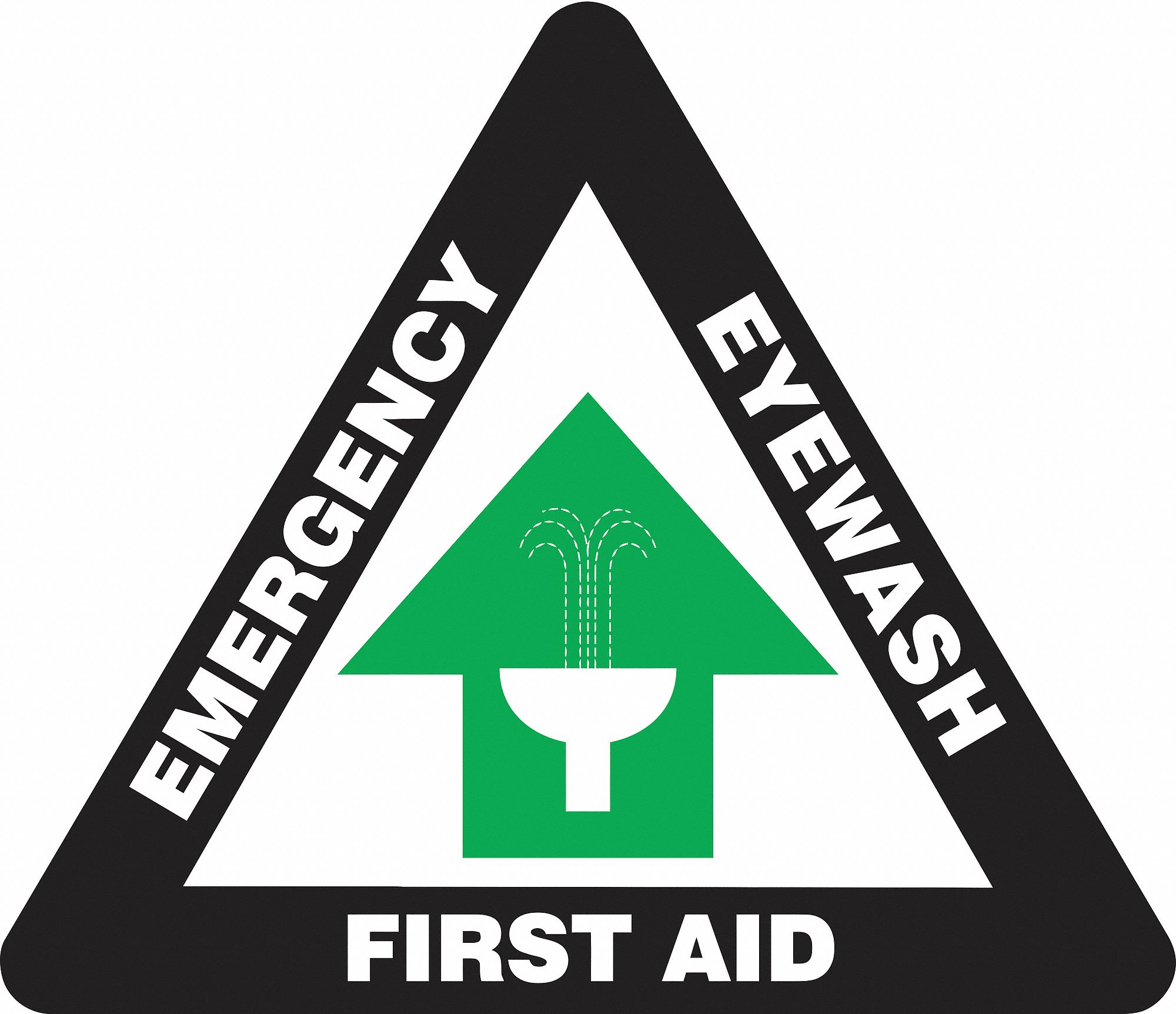 SLIP-GARD TRIANGLE SHAPE FLOOR SIGN, VINYL, 17 IN WIDTH, 15 IN HEIGHT, BLACK/GREEN, ADHESIVE FLOOR