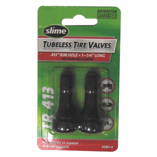 SLIME Tire Valve StemsTR 413 0.453 in Rim Hole Size, 1 1/4 in Lg