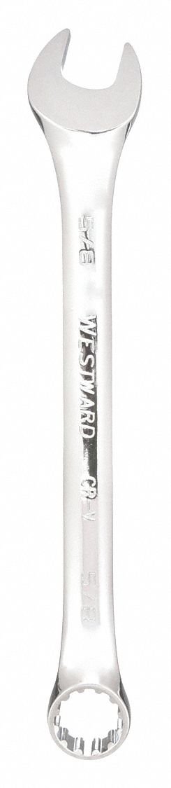 COMBINATION WRENCH, ALLOY STEEL, CHROME, ⅝ IN HEAD SIZE, 8&frac14; IN OVERALL L, OFFSET, SAE