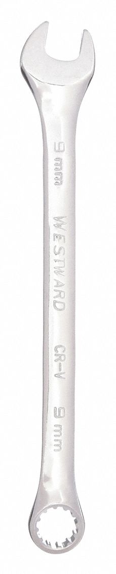 COMBINATION WRENCH, ALLOY STEEL, CHROME, 9 MM HEAD SIZE, 5 1/2 IN OVERALL L, OFFSET