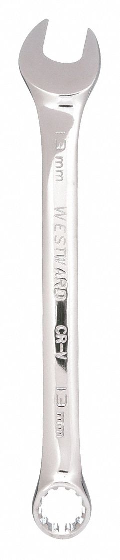 COMBINATION WRENCH, ALLOY STEEL, CHROME, 13 MM HEAD SIZE, 6 7/8 IN OVERALL L, OFFSET