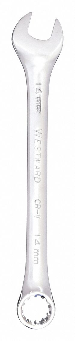 COMBINATION WRENCH, ALLOY STEEL, CHROME, 14 MM HEAD SIZE, 7 3/8 IN OVERALL L, OFFSET