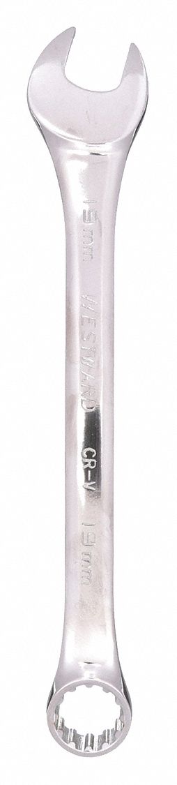 COMBINATION WRENCH, ALLOY STEEL, CHROME, 19 MM HEAD SIZE, 9 5/8 IN OVERALL L, OFFSET