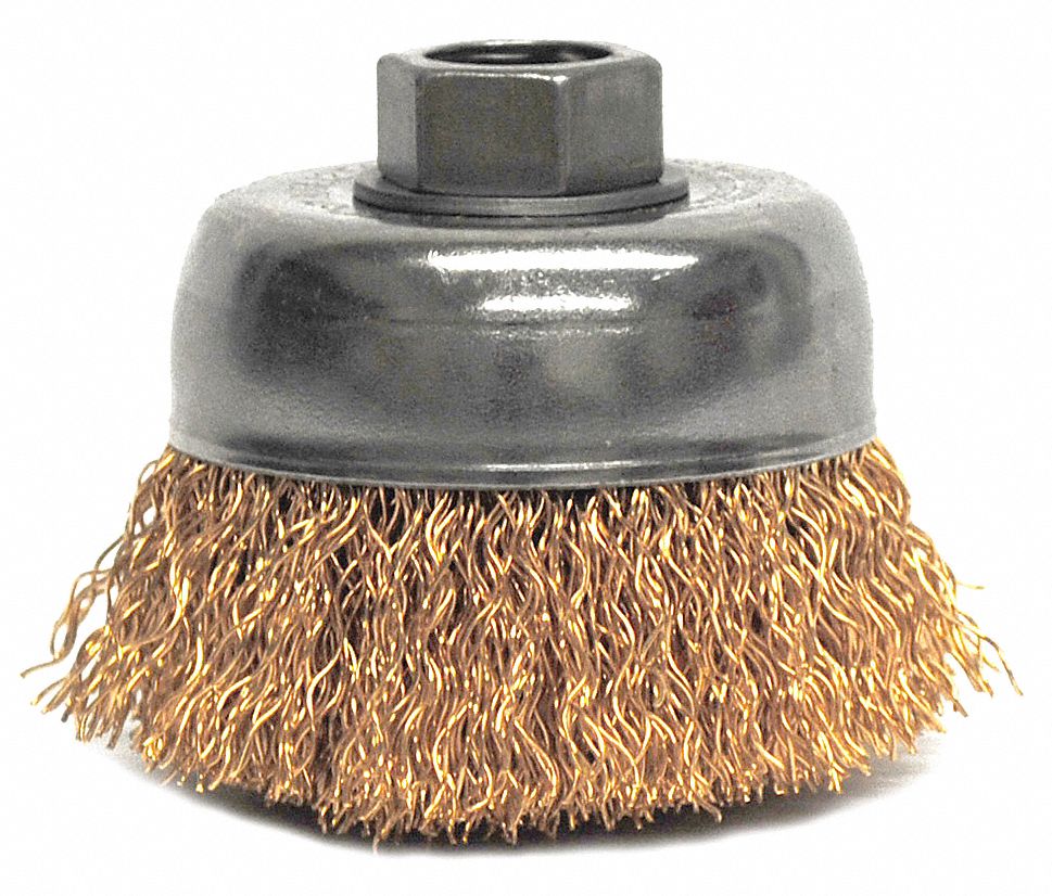 WEILER Cup Brush 3 in Brush Dia., 5/8"11 Arbor Hole Size, No Shank Abrasive Shank Size