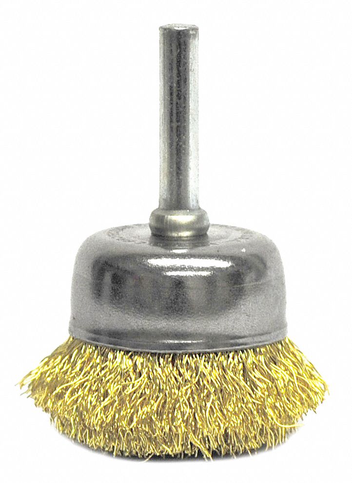 WEILER Cup Brush 1 3/4 in Brush Dia., No Arbor Arbor Hole Size, 1/4 in Abrasive Shank Size