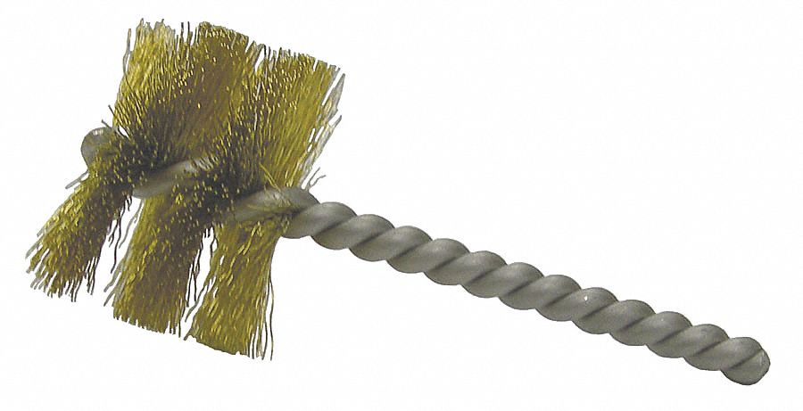 ROUND TUBE BRUSH, SINGLE STEM, BRASS, 1½ IN DIAMETER, 0.008 IN FILL DIAMETER, ¼ IN STEM DIAMETER, 10 PK