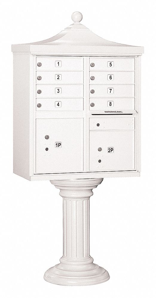 Cluster Box Unit: CBU, 10 Doors, Horizontal, 71 3/4 in H x 31 in W x 18 1/2 in D, Pedestal Mounting