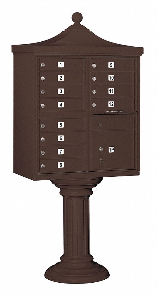 Cluster Box Unit: CBU, 13 Doors, Horizontal, 71 3/4 in H x 31 in W x 18 1/2 in D, Pedestal Mounting