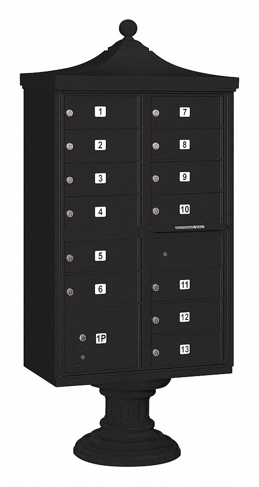 Cluster Box Unit: CBU, 14 Doors, Horizontal, 71 3/4 in H x 31 in W x 18 1/2 in D, Pedestal Mounting