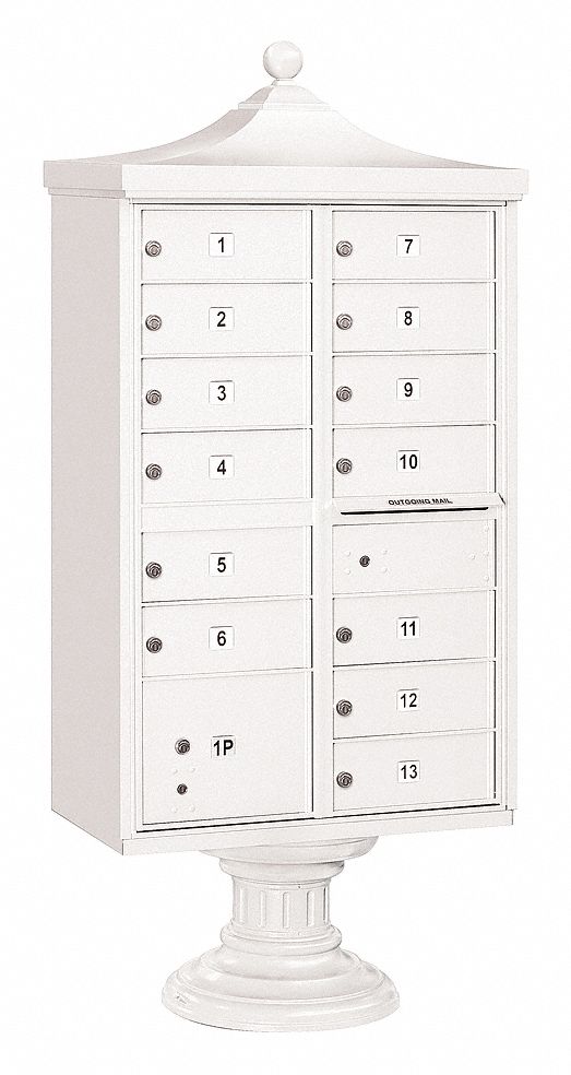 Cluster Box Unit: CBU, 14 Doors, Horizontal, 71 3/4 in H x 31 in W x 18 1/2 in D, Pedestal Mounting