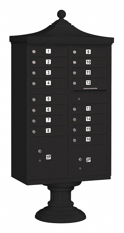 Cluster Box Unit: CBU, 18 Doors, Horizontal, 71 3/4 in H x 31 in W x 18 1/2 in D, Pedestal Mounting