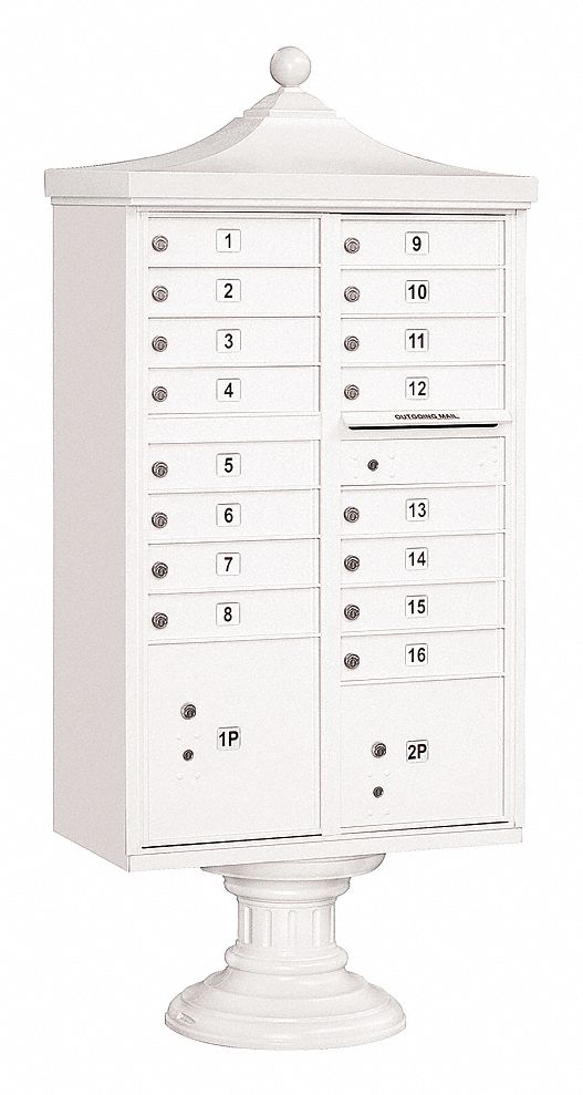 Cluster Box Unit: CBU, 18 Doors, Horizontal, 71 3/4 in H x 31 in W x 18 1/2 in D, Pedestal Mounting