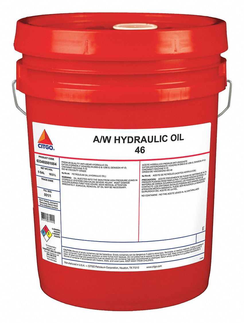 CITGO Hydraulic Oil Mineral, 5 gal, Pail, ISO Viscosity Grade 46