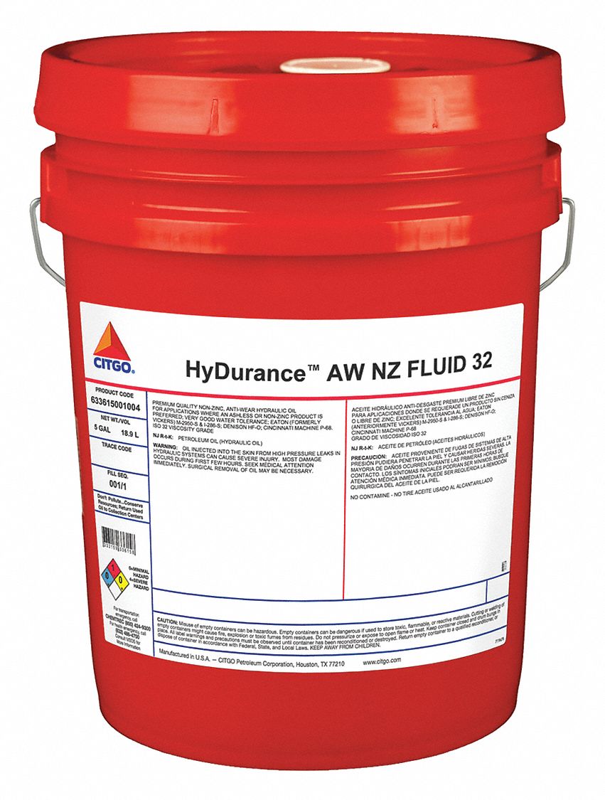 CITGO Mineral Hydraulic Oil, 5 gal Pail, ISO Viscosity Grade 32