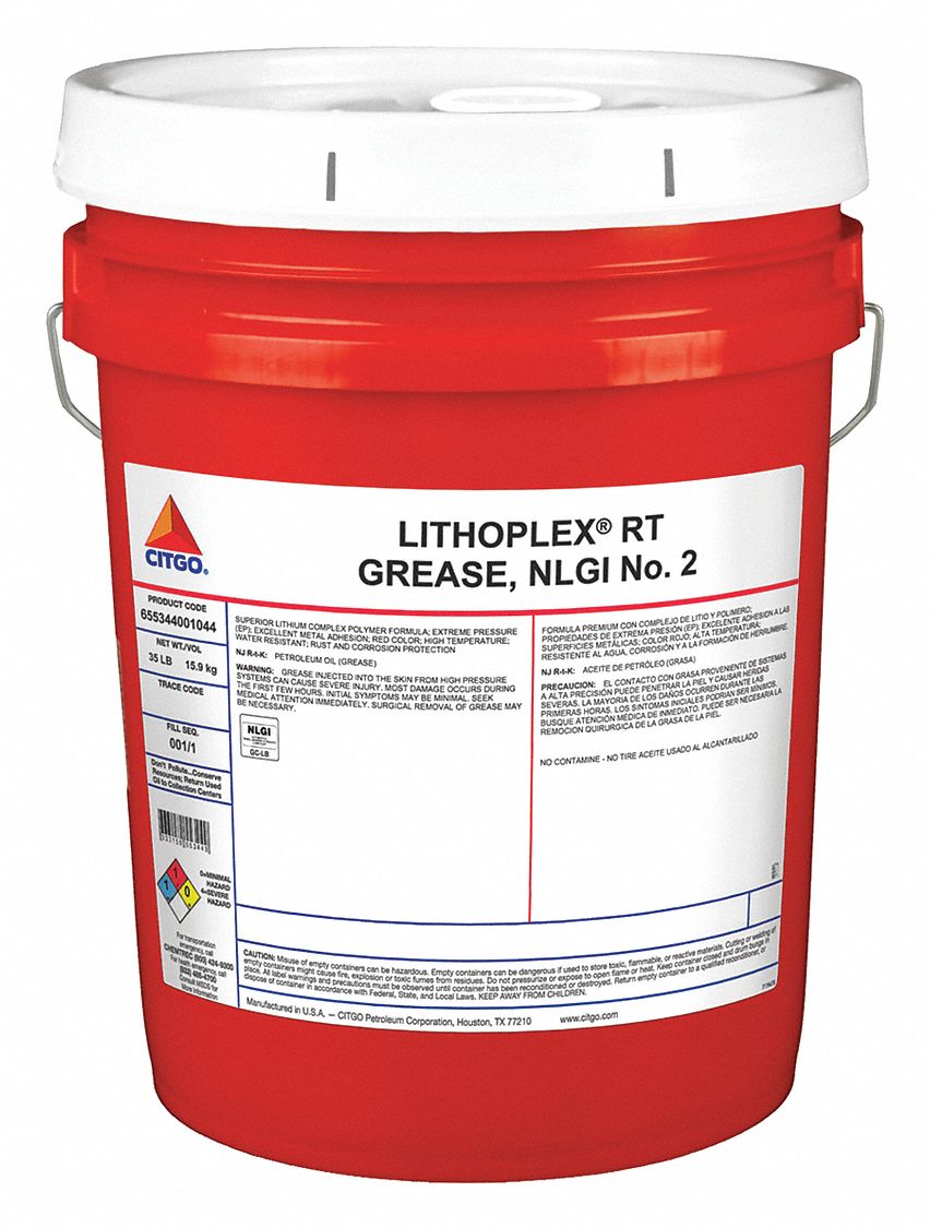 CITGO Red, Lithium Complex, Multipurpose Grease, 35 lb, 2 NLGI Grade