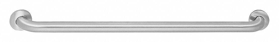 Grab Bar: Straight, 48 in Lg, 1 1/2 in Dia, Stainless Steel, Concealed Mounting, Textured